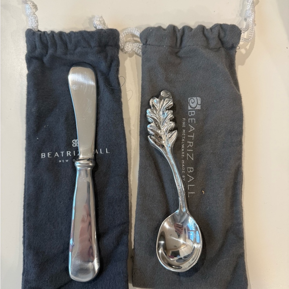 Beatriz Ball Silver Butter Knife and Spoon Set